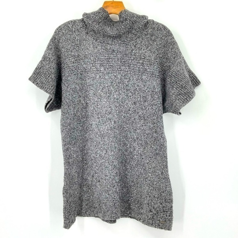 Columbia Gray Knit Mock Neck Short Sleeve Sweater Size Large‎ A22